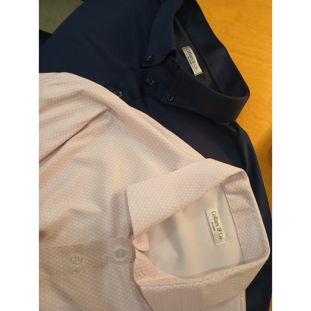 Two Collars and Co Polo shirt Mens 2XL Navy And Pink  Button Down Collar EUC